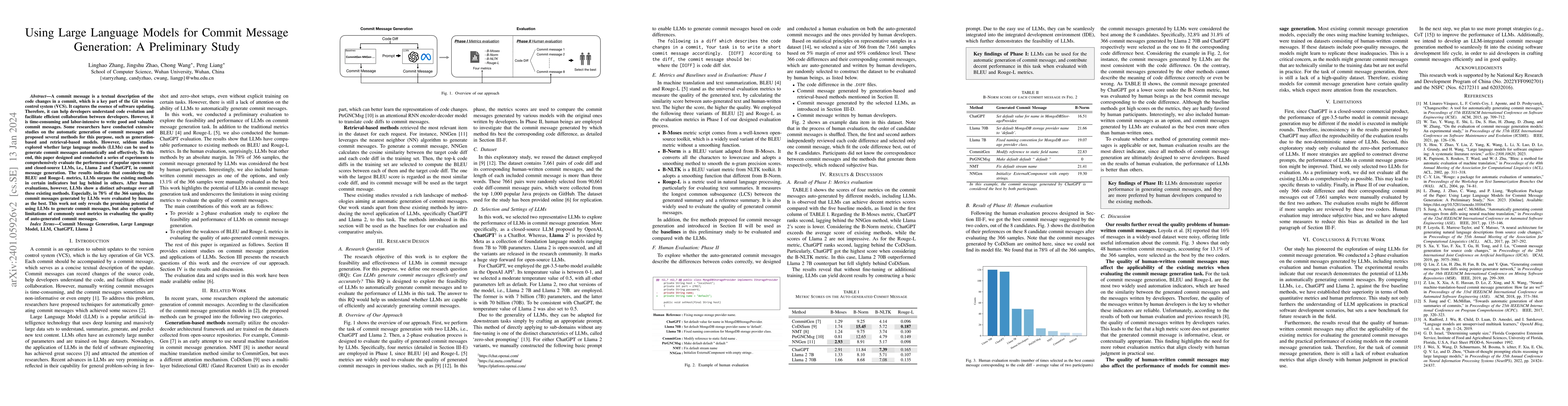 Thumbnail for Using Large Language Models for Commit Message Generation: A Preliminary
  Study