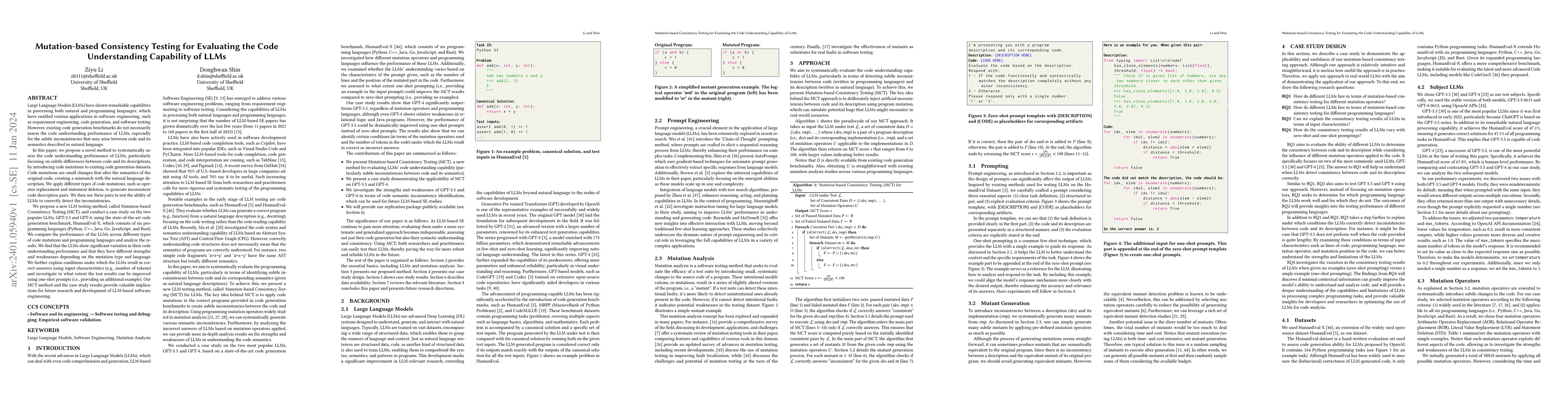 Thumbnail for Mutation-based Consistency Testing for Evaluating the Code Understanding
  Capability of LLMs