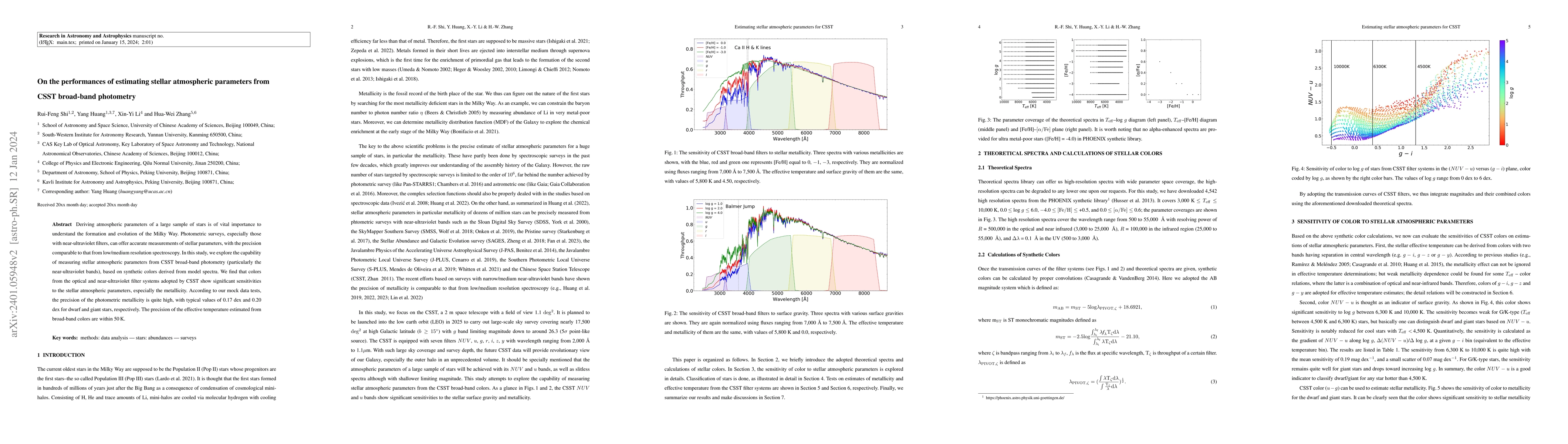 Thumbnail for On the Performances of Estimating Stellar Atmospheric Parameters from
  CSST Broad-band Photometry
