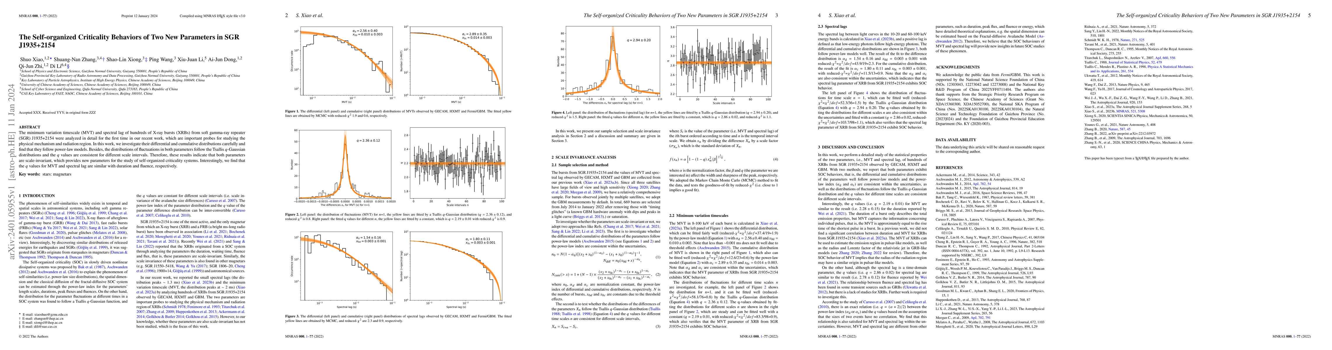 Thumbnail for The Self-organized Criticality Behaviors of Two New Parameters in SGR
  J1935+2154