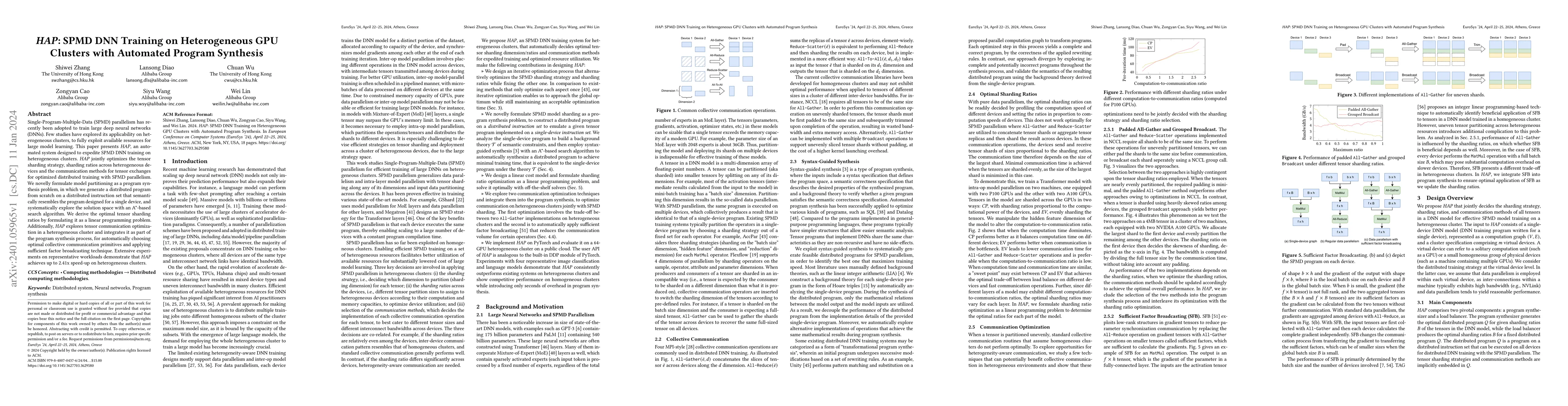 Thumbnail for HAP: SPMD DNN Training on Heterogeneous GPU Clusters with Automated
  Program Synthesis