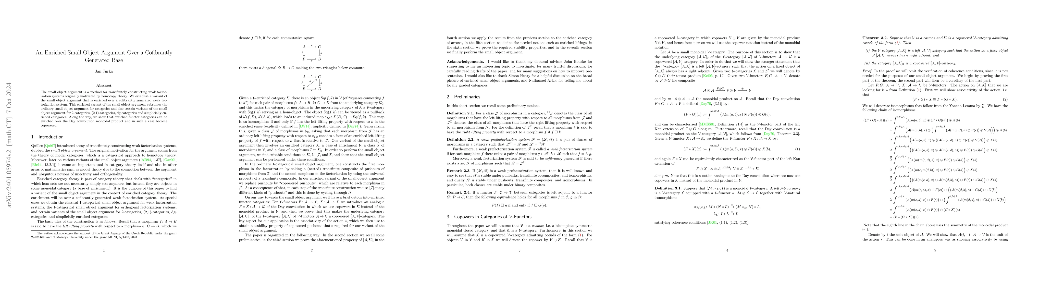 Thumbnail for An Enriched Small Object Argument Over a Cofibrantly Generated Base