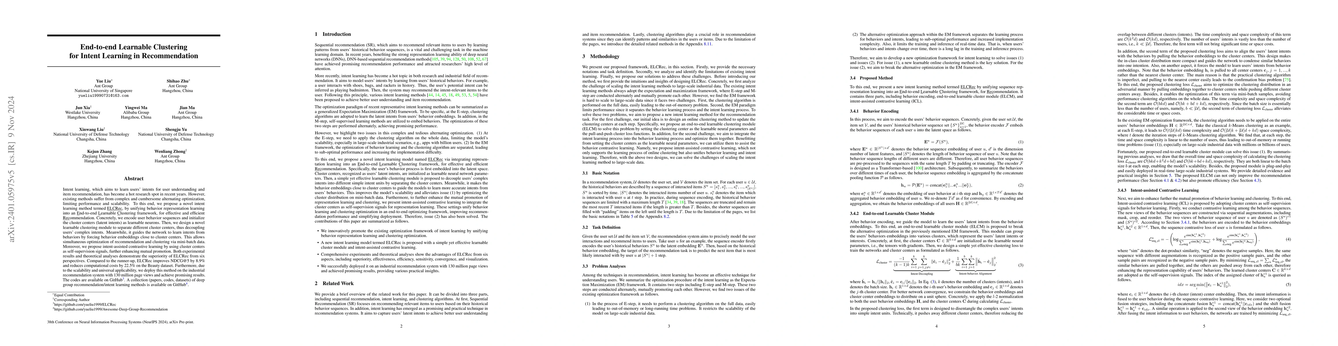 Thumbnail for End-to-end Learnable Clustering for Intent Learning in Recommendation
