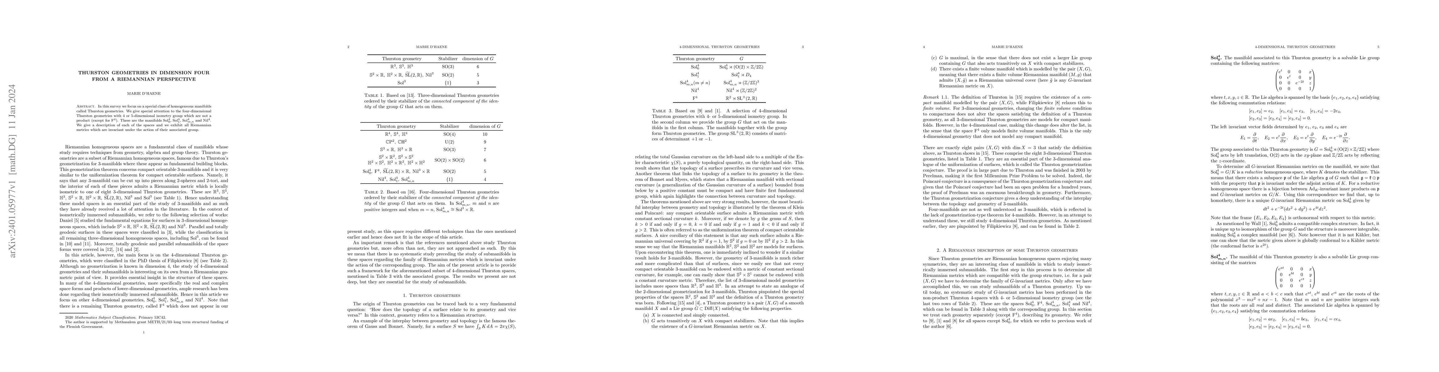 Thumbnail for Thurston geometries in dimension four from a Riemannian perspective