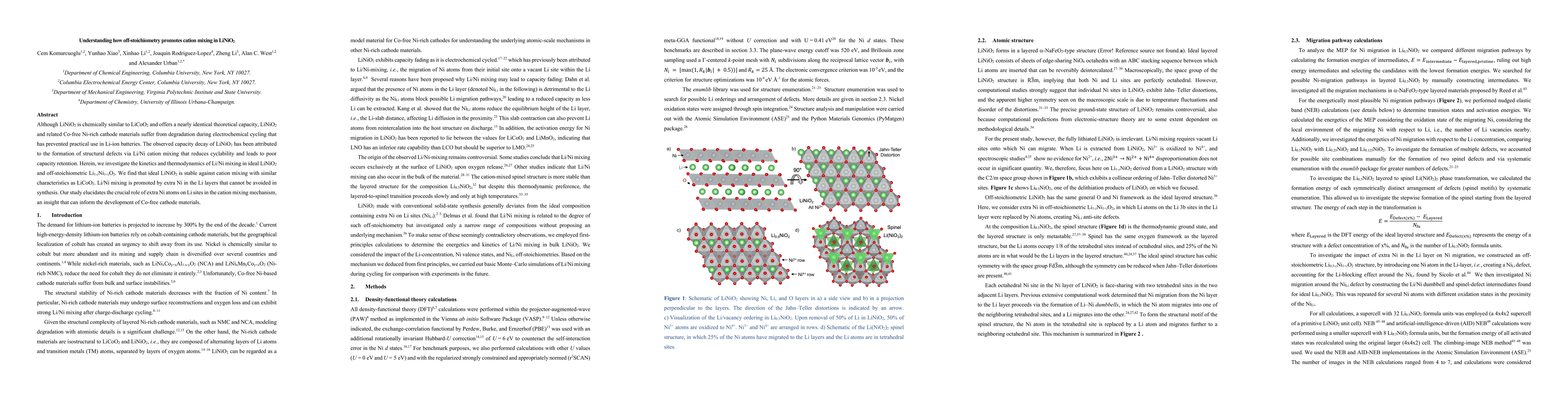 Thumbnail for Understanding how off-stoichiometry promotes cation mixing in LiNiO$_2$