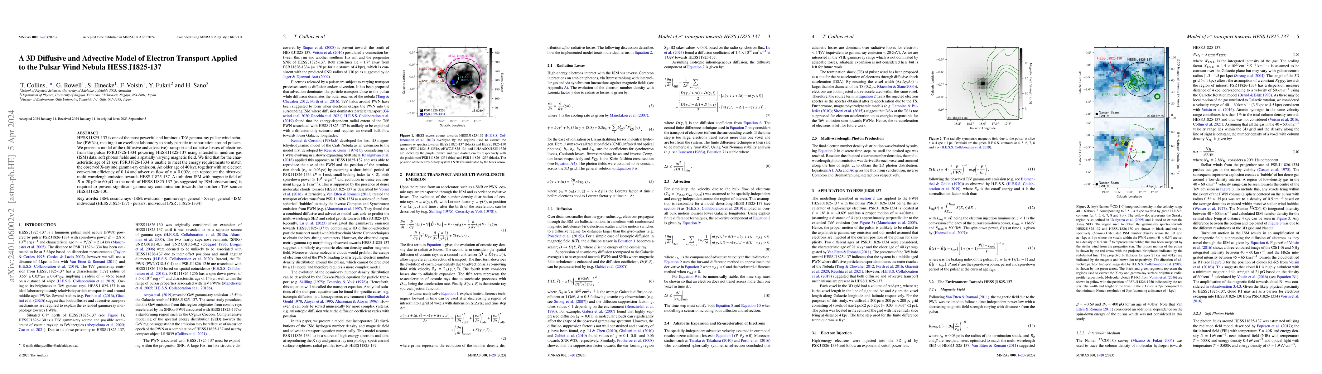 Thumbnail for A 3D Diffusive and Advective Model of Electron Transport Applied to the
  Pulsar Wind Nebula HESS J1825-137