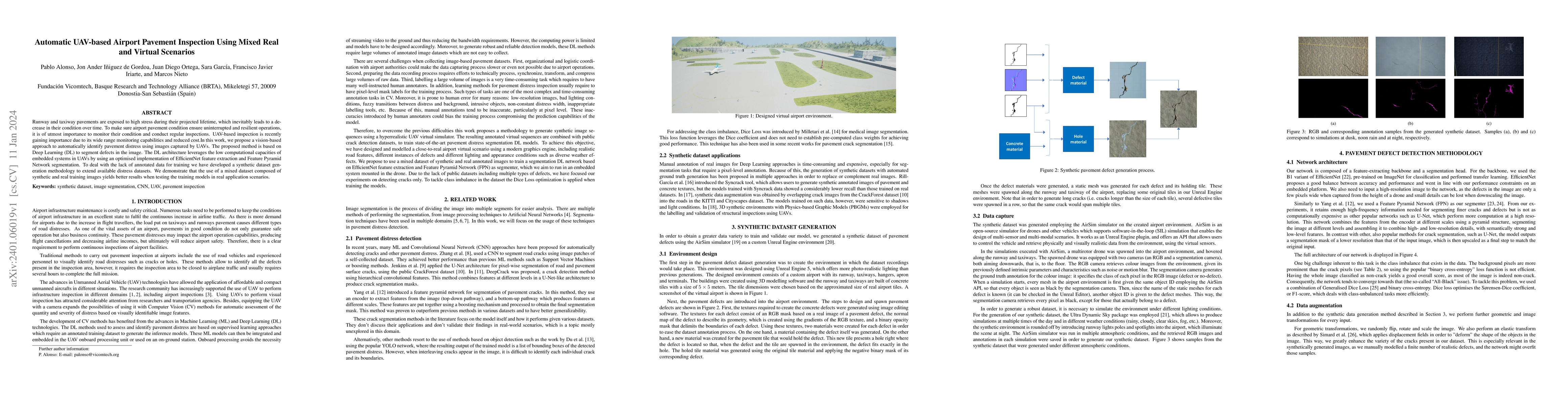 Thumbnail for Automatic UAV-based Airport Pavement Inspection Using Mixed Real and
  Virtual Scenarios
