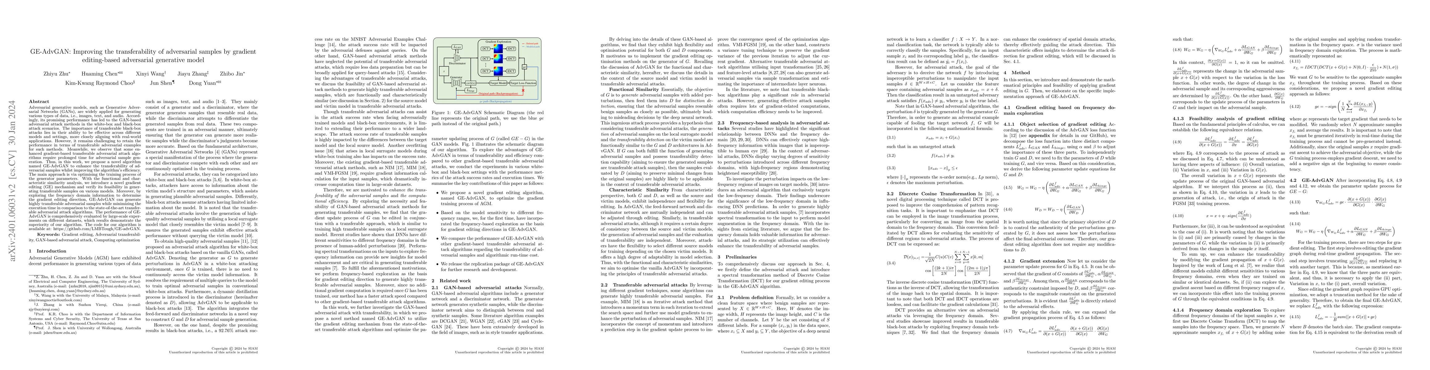 Thumbnail for GE-AdvGAN: Improving the transferability of adversarial samples by
  gradient editing-based adversarial generative model