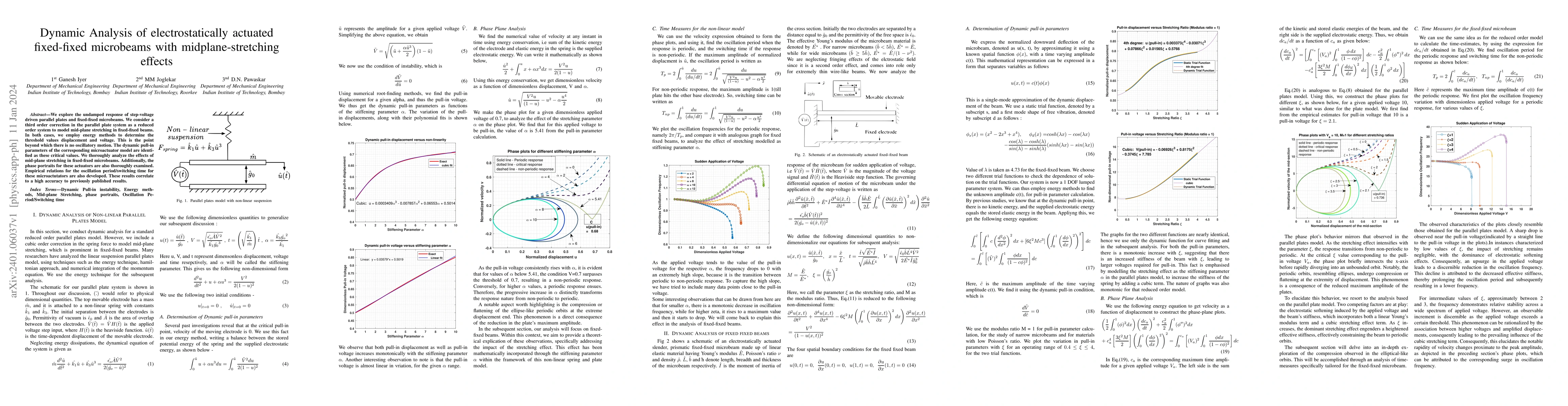 Thumbnail for Dynamic Analysis of electrostatically actuated fixed-fixed microbeams
  with midplane-stretching effects