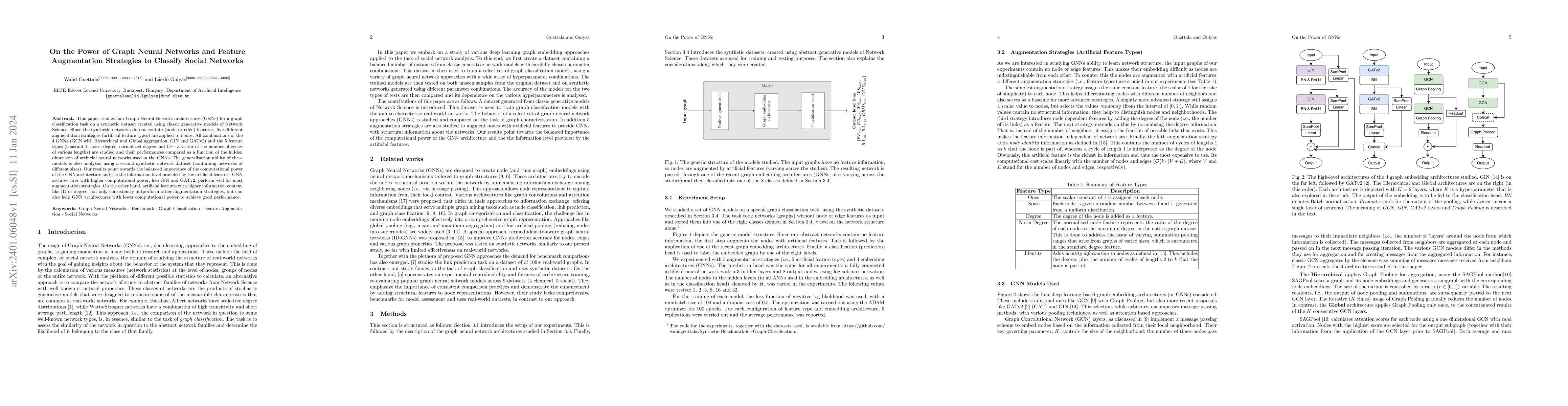 Thumbnail for On the Power of Graph Neural Networks and Feature Augmentation
  Strategies to Classify Social Networks