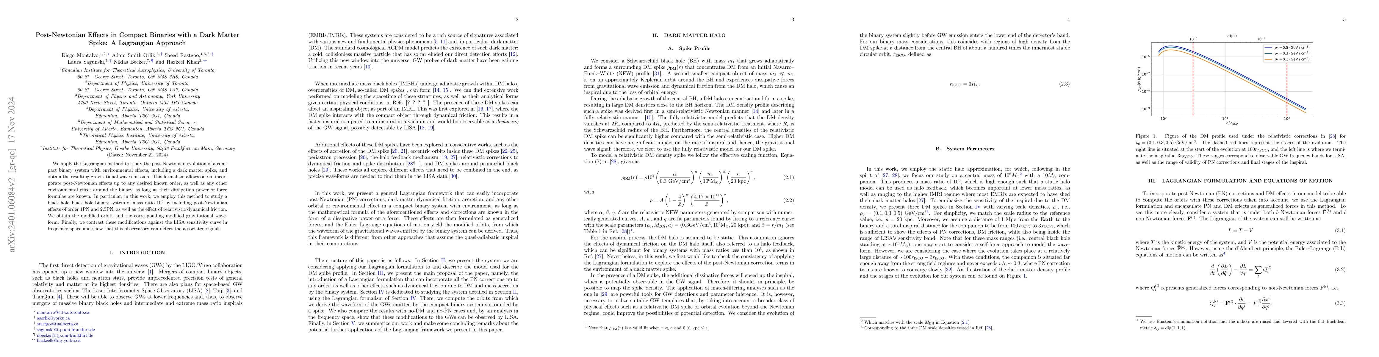 Thumbnail for Post-Newtonian effects in compact binaries with a dark matter spike: A
  Lagrangian approach
