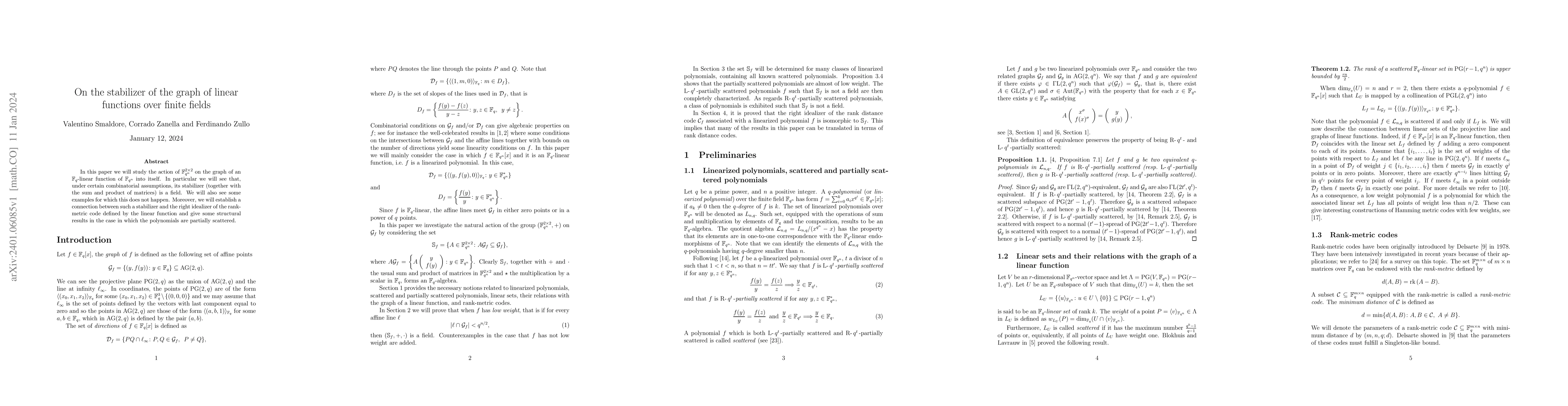 Thumbnail for On the stabilizer of the graph of linear functions over finite fields