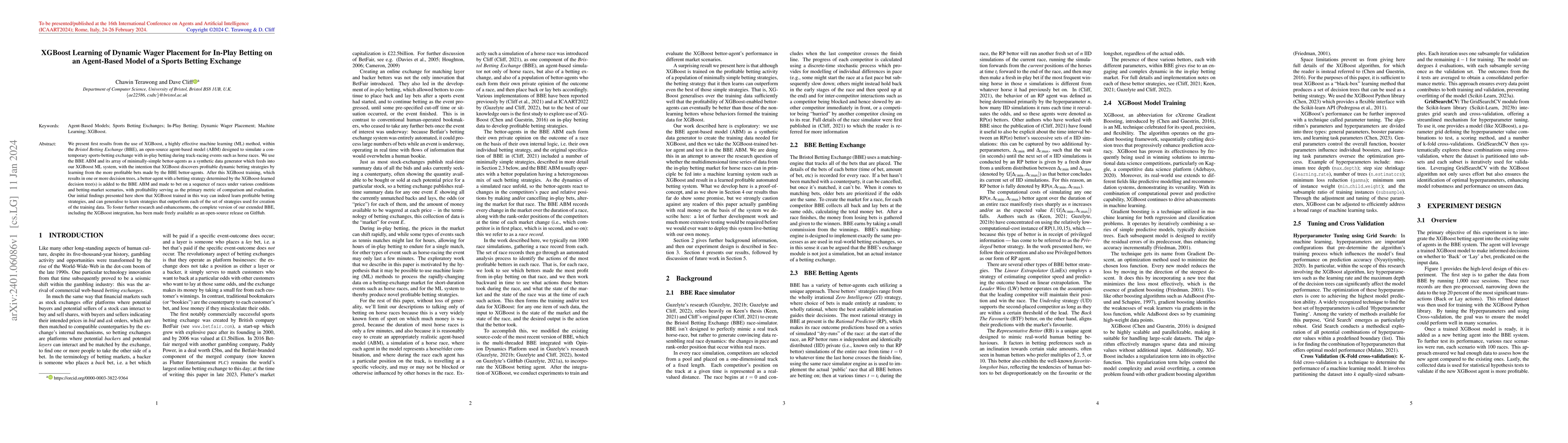 Thumbnail for XGBoost Learning of Dynamic Wager Placement for In-Play Betting on an
  Agent-Based Model of a Sports Betting Exchange