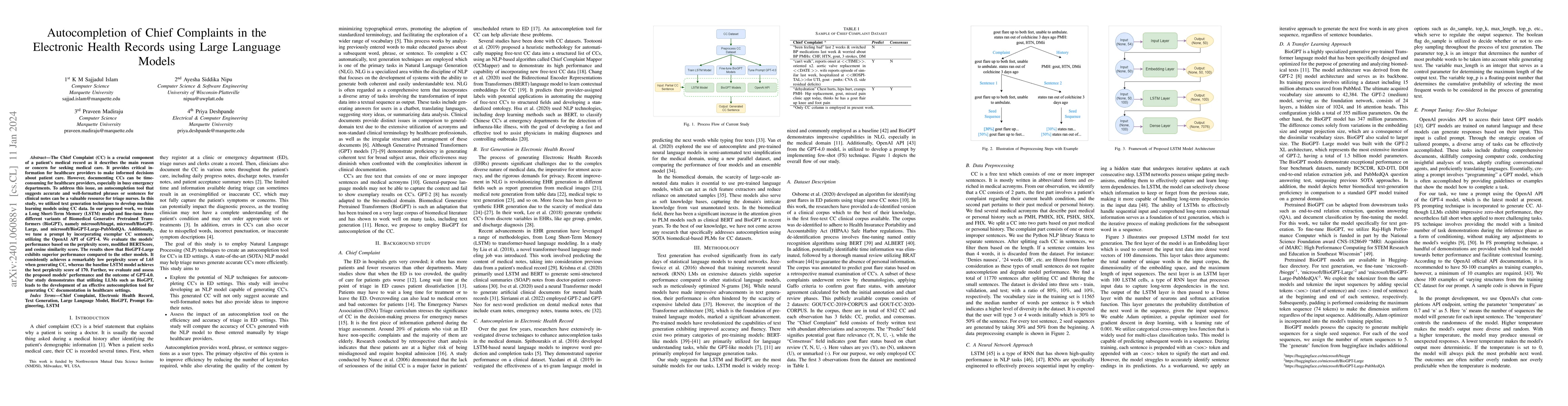 Thumbnail for Autocompletion of Chief Complaints in the Electronic Health Records
  using Large Language Models
