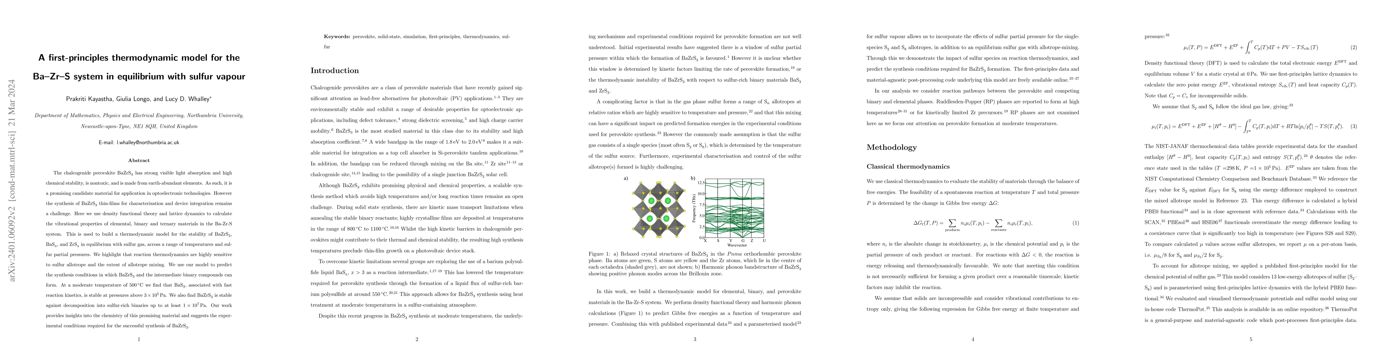 Thumbnail for A first-principles thermodynamic model for the
  Ba$\unicode{x2013}$Zr$\unicode{x2013}$S system in equilibrium with sulfur
  vapour