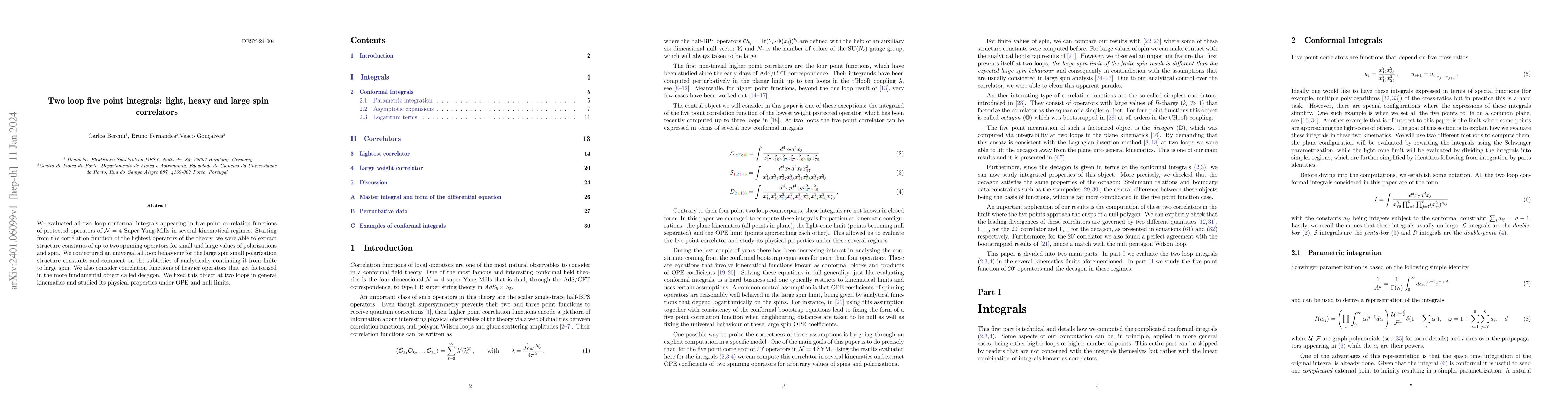 Thumbnail for Two loop five point integrals: light, heavy and large spin correlators