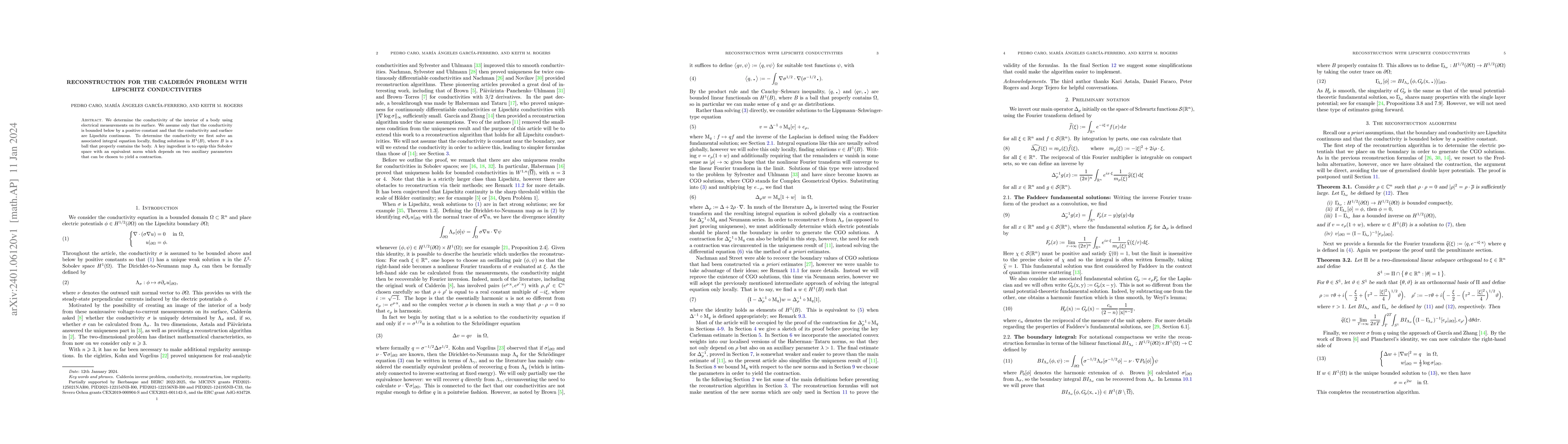 Thumbnail for Reconstruction for the Calder\'on problem with Lipschitz conductivities
