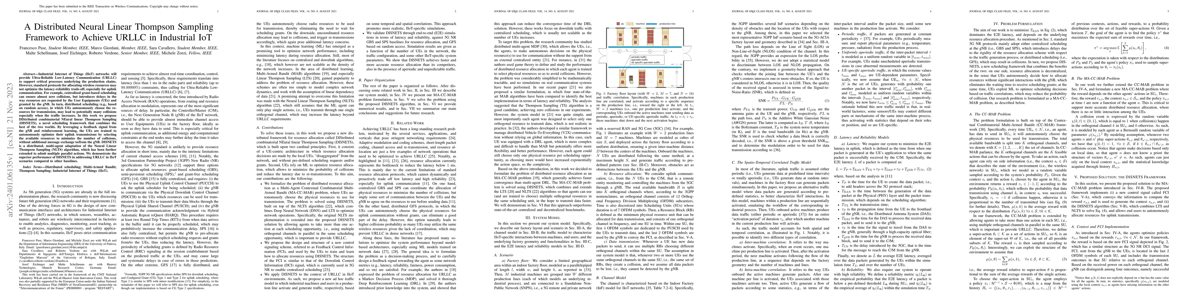 Thumbnail for A Distributed Neural Linear Thompson Sampling Framework to Achieve URLLC
  in Industrial IoT