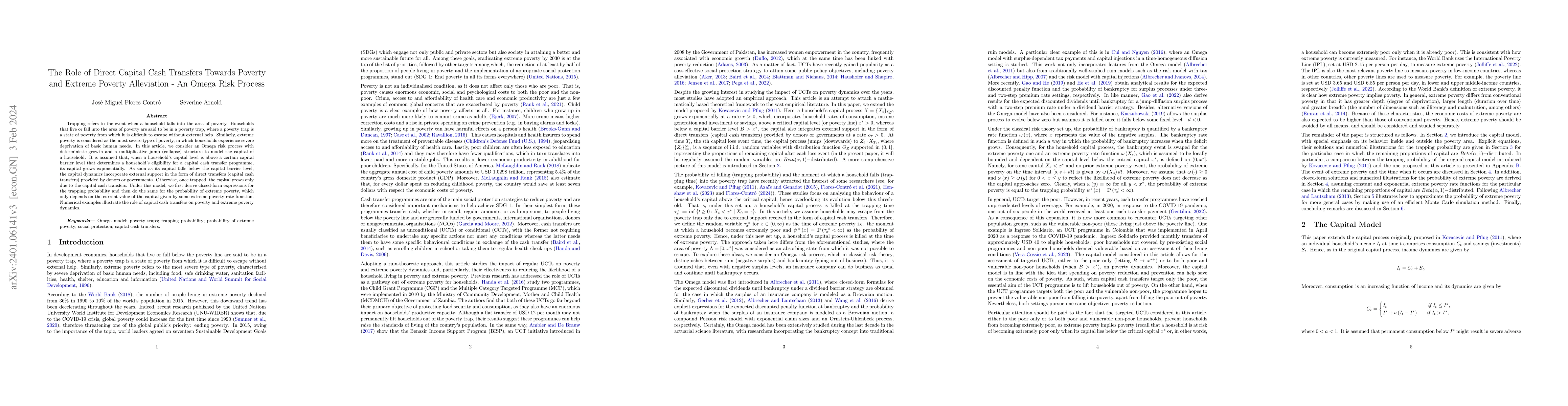 Thumbnail for The Role of Direct Capital Cash Transfers Towards Poverty and Extreme
  Poverty Alleviation -- An Omega Risk Process