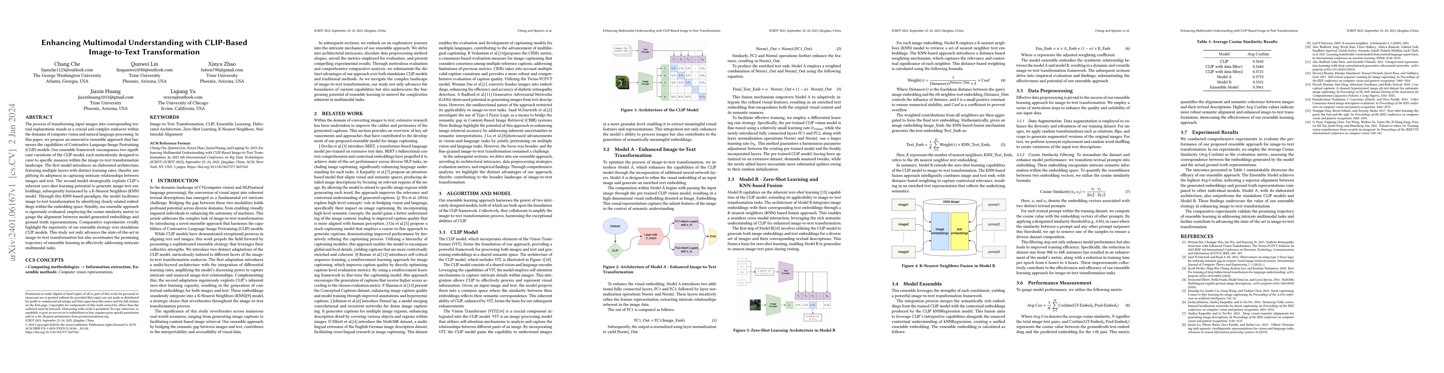 Thumbnail for Enhancing Multimodal Understanding with CLIP-Based Image-to-Text
  Transformation