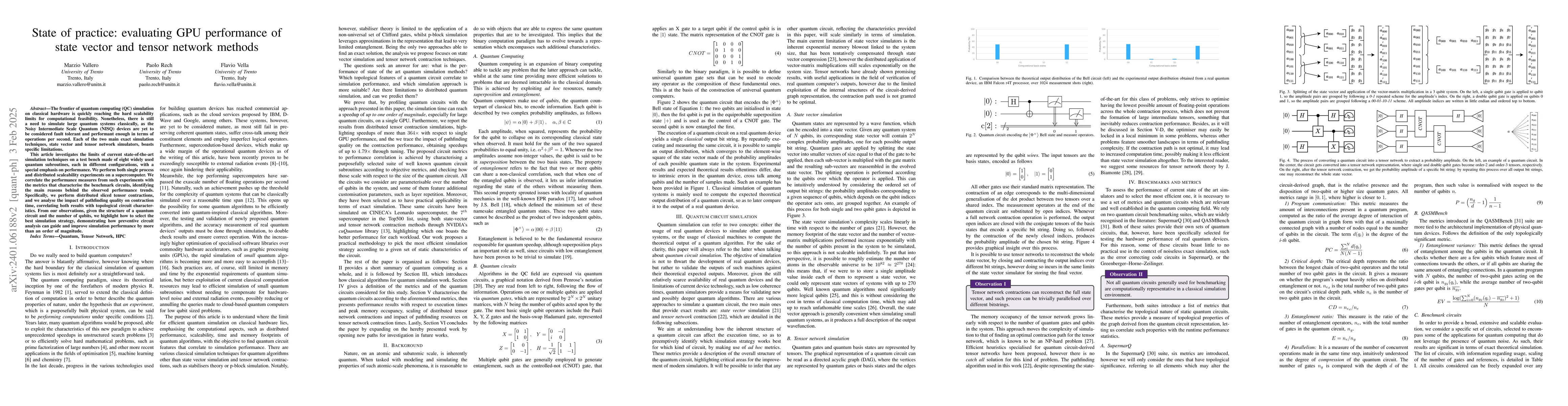 Thumbnail for State of practice: evaluating GPU performance of state vector and tensor
  network methods