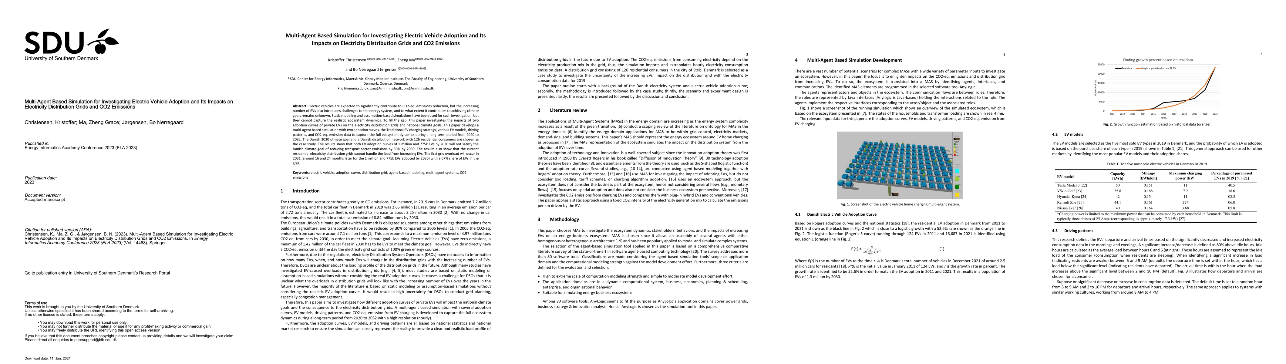 Thumbnail for Multi-Agent Based Simulation for Investigating Electric Vehicle Adoption
  and Its Impacts on Electricity Distribution Grids and CO2 Emissions