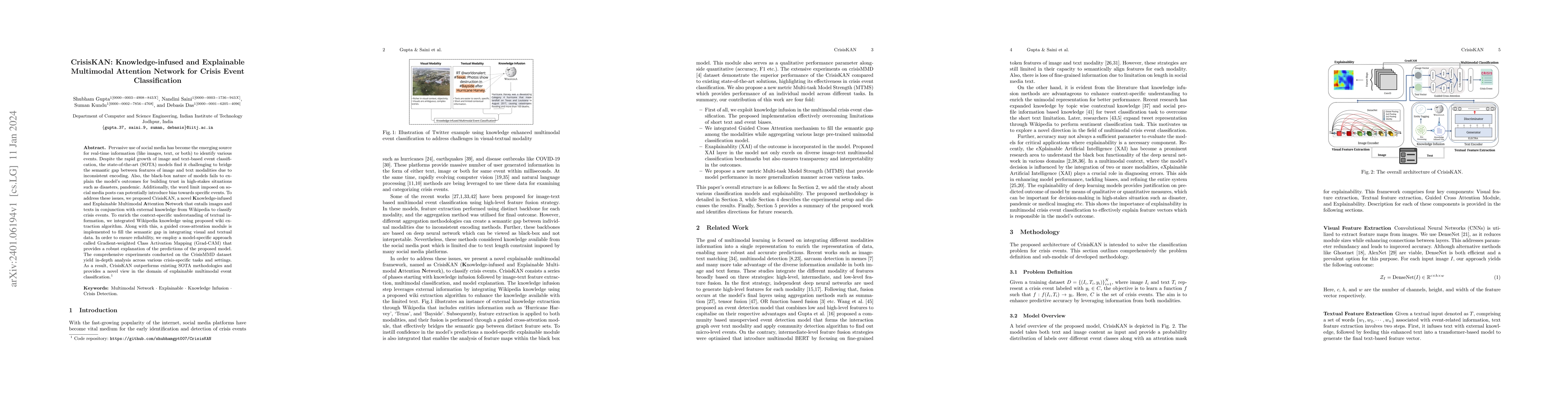 Thumbnail for CrisisKAN: Knowledge-infused and Explainable Multimodal Attention
  Network for Crisis Event Classification