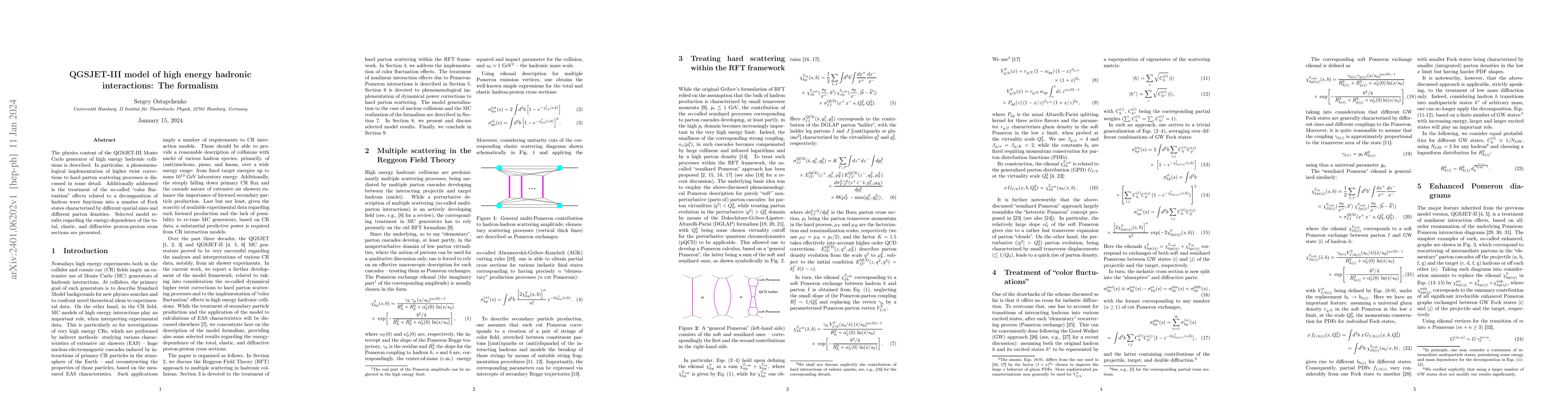 Thumbnail for QGSJET-III model of high energy hadronic interactions: The formalism