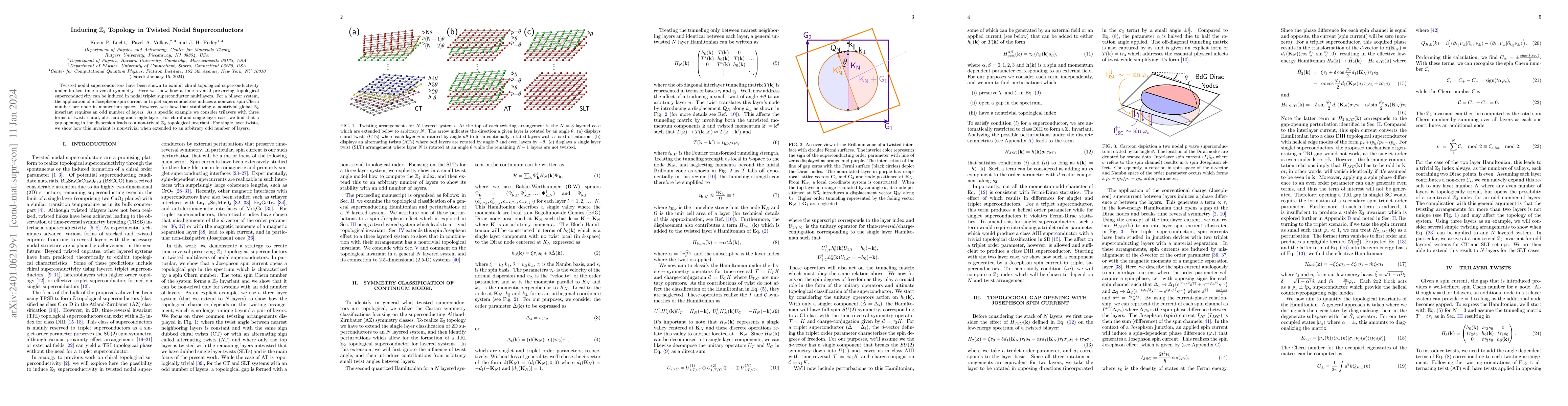 Thumbnail for Inducing $\mathbb{Z}_2$ Topology in Twisted Nodal Superconductors