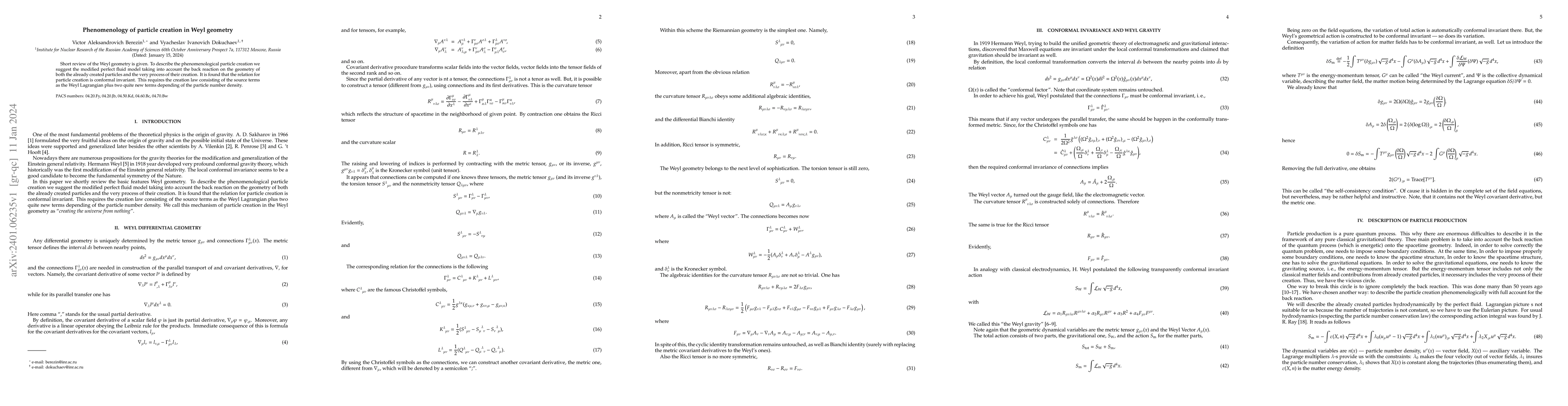 Thumbnail for Phenomenology of particle creation in Weyl geometry