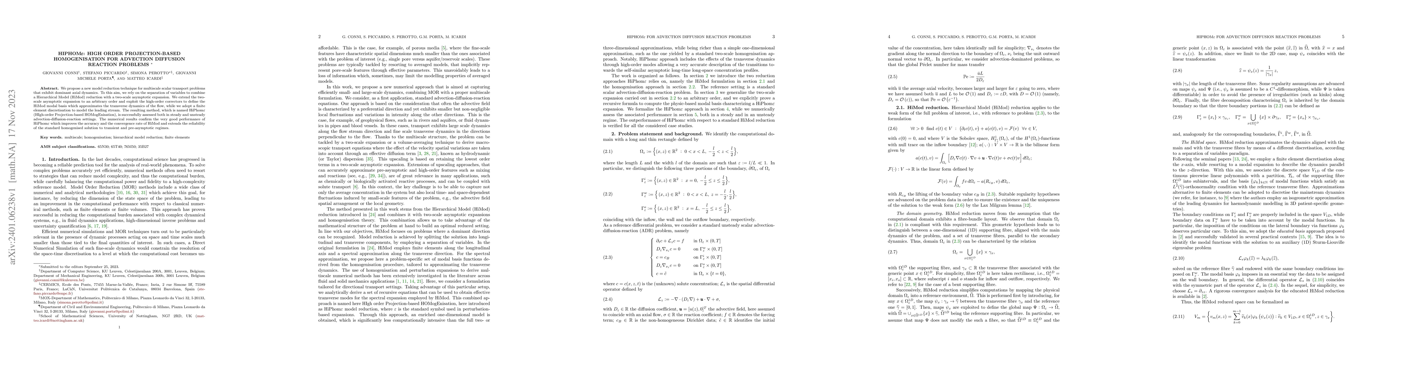 Thumbnail for HiPhom$\varepsilon$ -: HIgh order Projection-based HOMogenisation for
  advection diffusion reaction problems