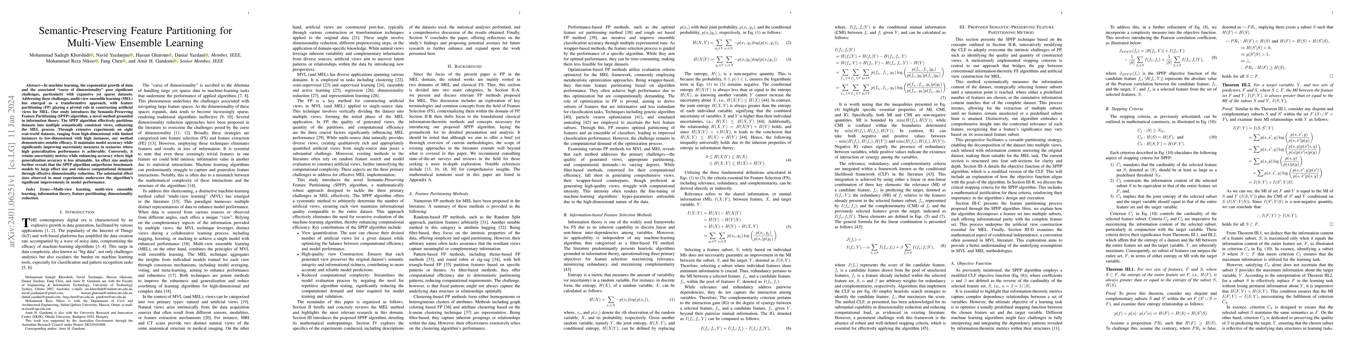 Thumbnail for Semantic-Preserving Feature Partitioning for Multi-View Ensemble
  Learning