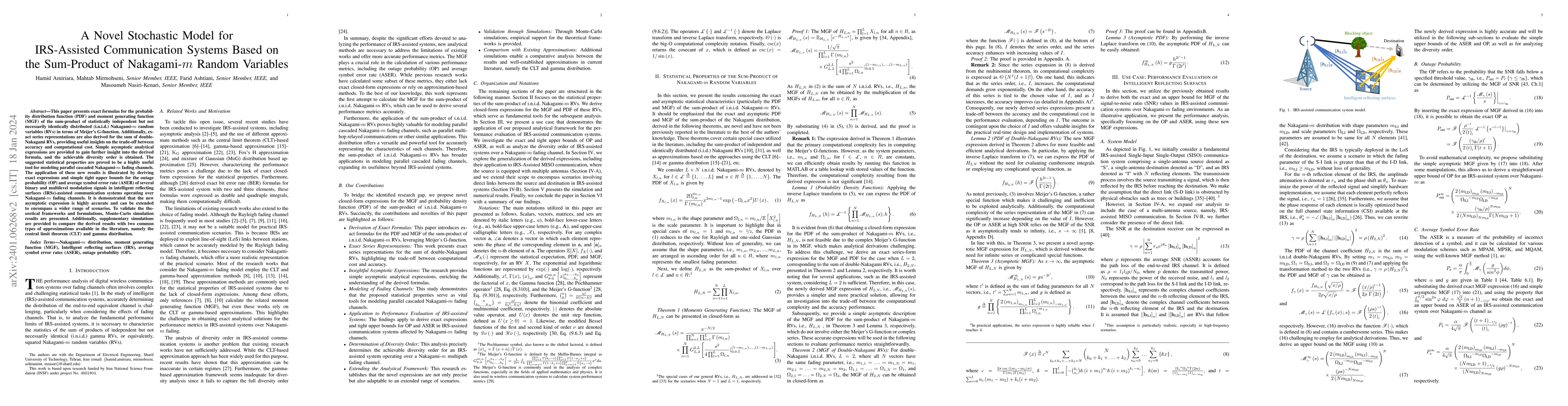 Thumbnail for A Novel Stochastic Model for IRS-Assisted Communication Systems Based on
  the Sum-Product of Nakagami-$m$ Random Variables