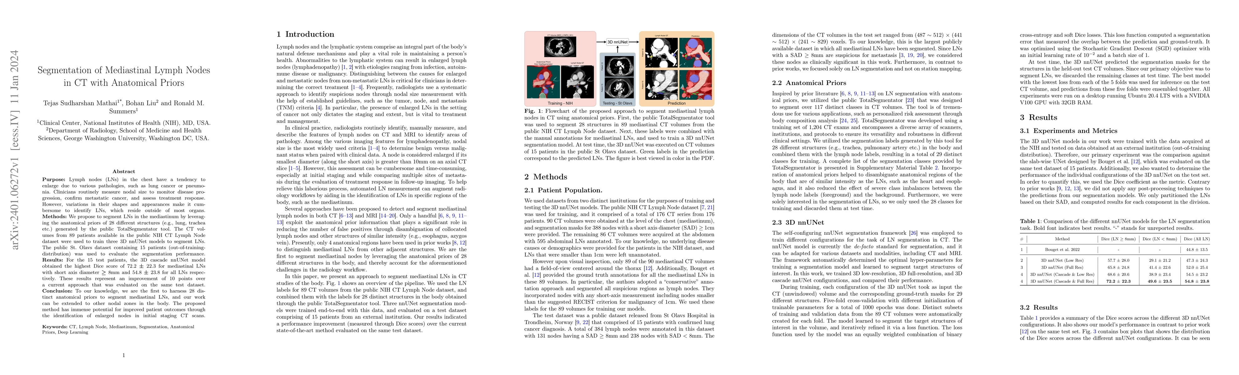 Thumbnail for Segmentation of Mediastinal Lymph Nodes in CT with Anatomical Priors