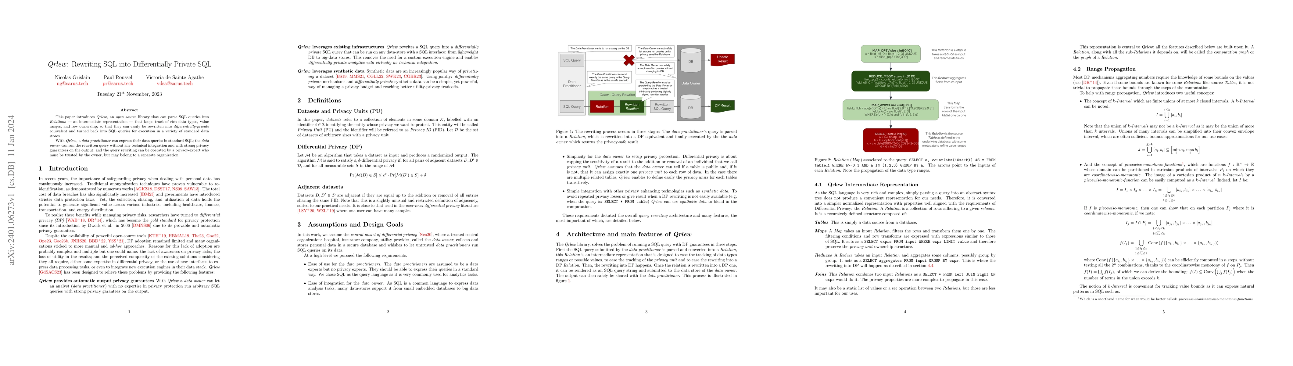 Thumbnail for Qrlew: Rewriting SQL into Differentially Private SQL