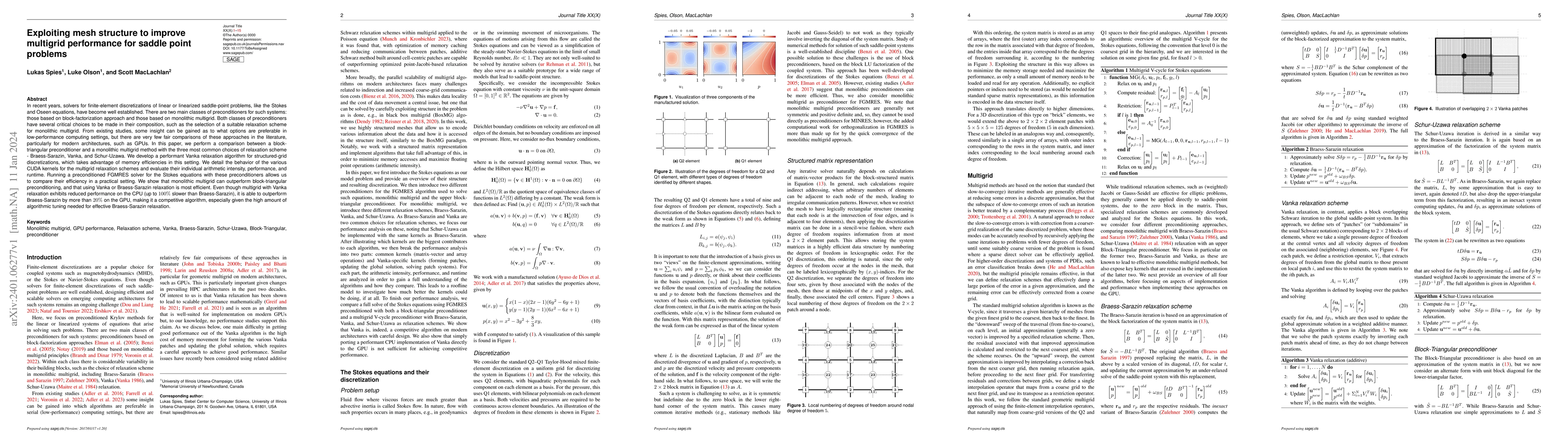 Thumbnail for Exploiting mesh structure to improve multigrid performance for saddle
  point problems