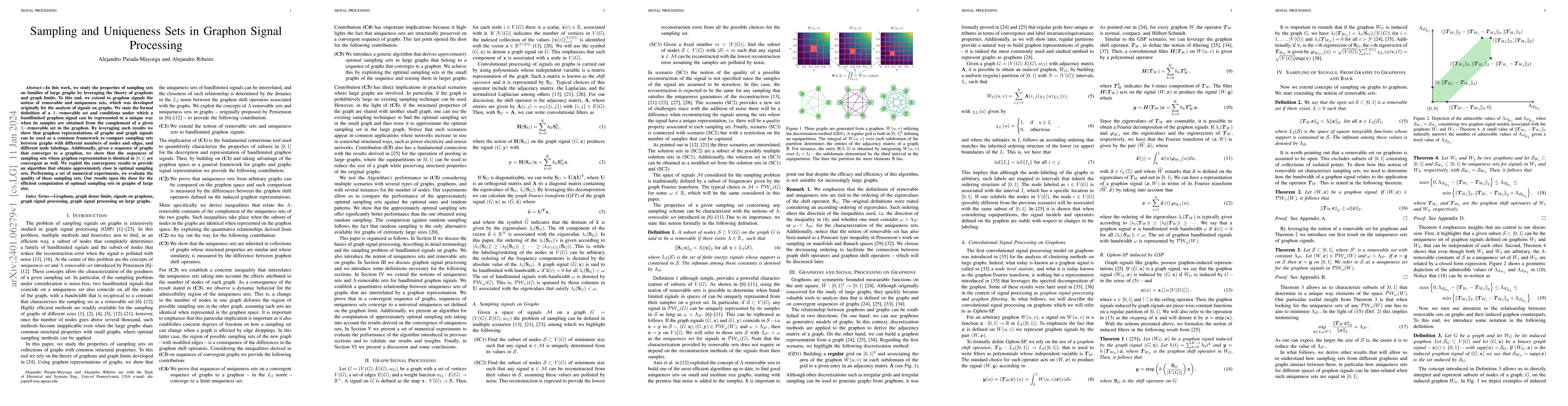 Thumbnail for Sampling and Uniqueness Sets in Graphon Signal Processing