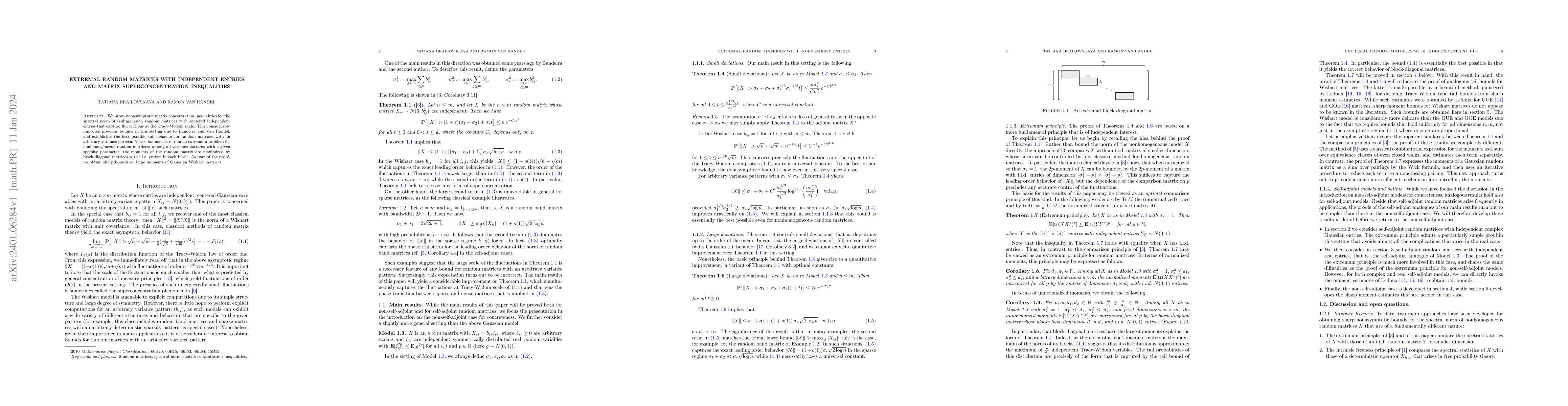 Thumbnail for Extremal random matrices with independent entries and matrix
  superconcentration inequalities