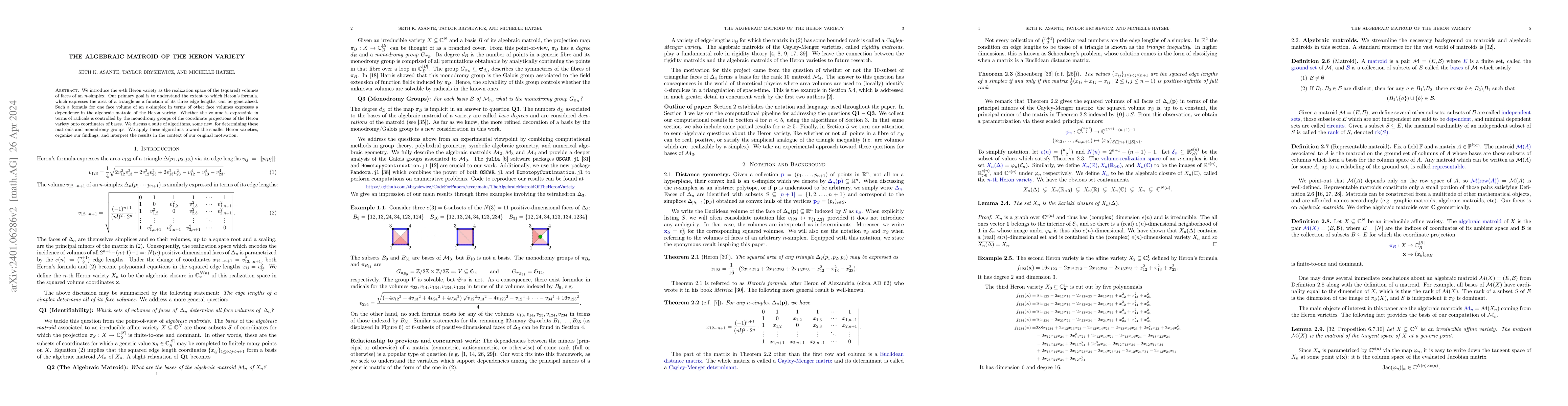 Thumbnail for The algebraic matroid of the Heron variety