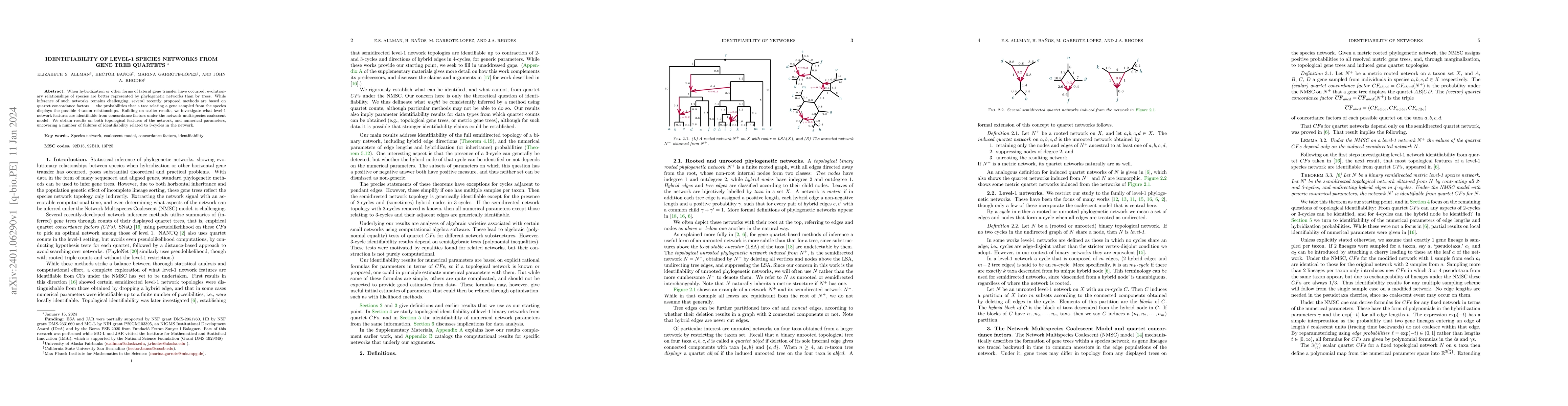 Thumbnail for Identifiability of Level-1 Species Networks from Gene Tree Quartets