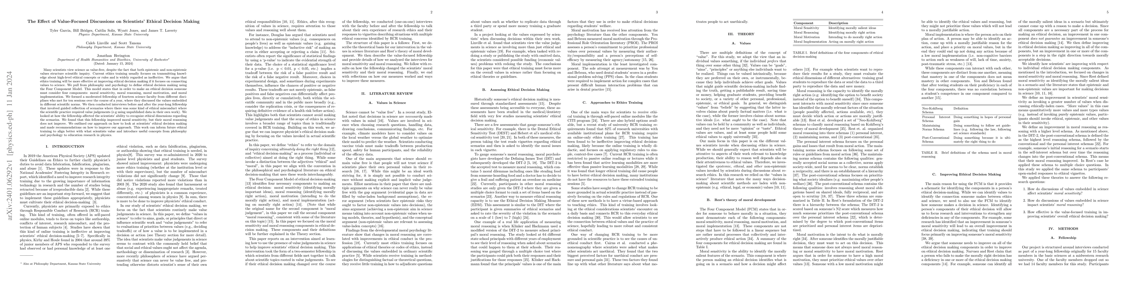 Thumbnail for The Effect of Value-Focused Discussions on Scientists' Ethical Decision
  Making