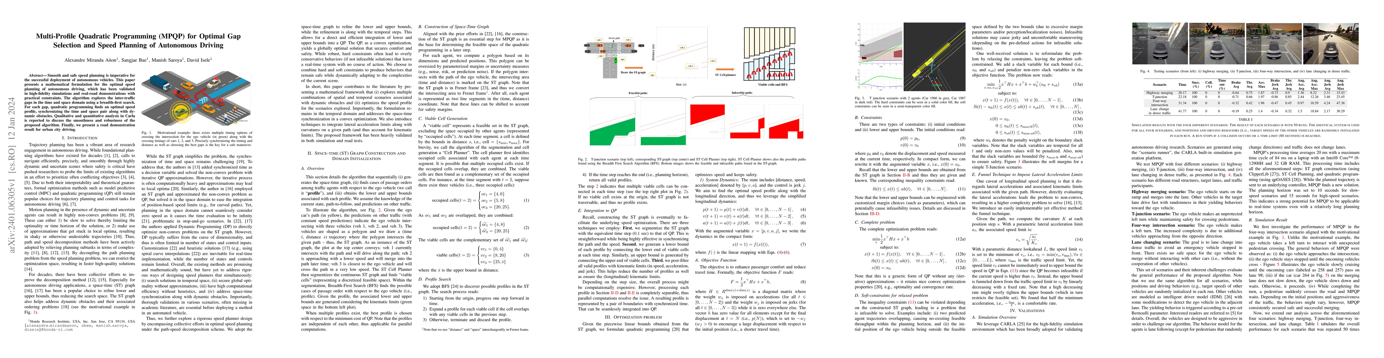 Thumbnail for Multi-Profile Quadratic Programming (MPQP) for Optimal Gap Selection and
  Speed Planning of Autonomous Driving