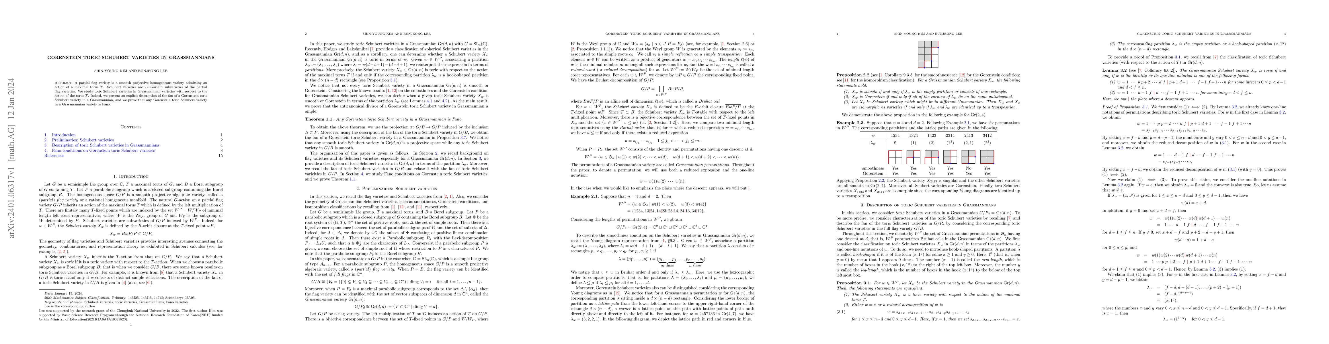 Thumbnail for Gorenstein toric Schubert varieties in Grassmannians