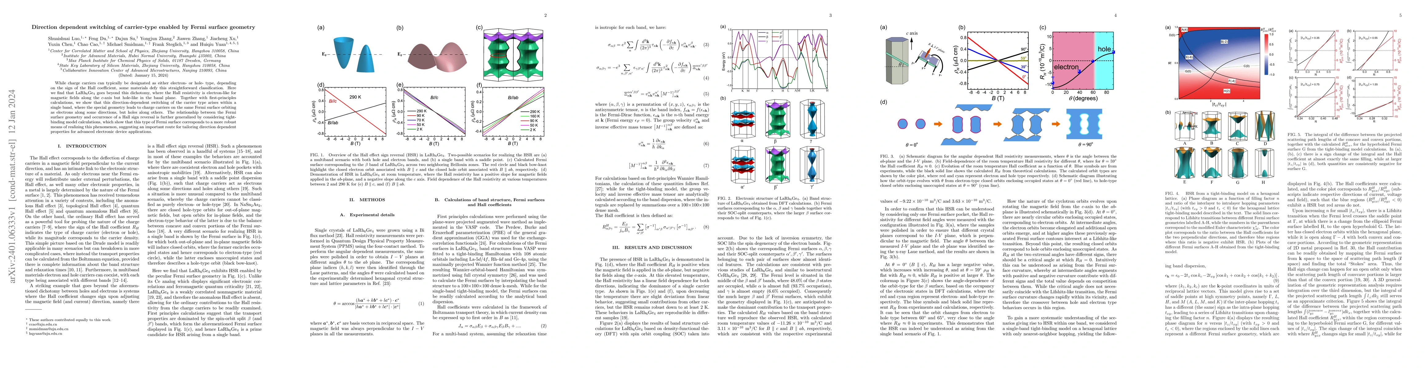 Thumbnail for Direction dependent switching of carrier-type enabled by Fermi surface
  geometry