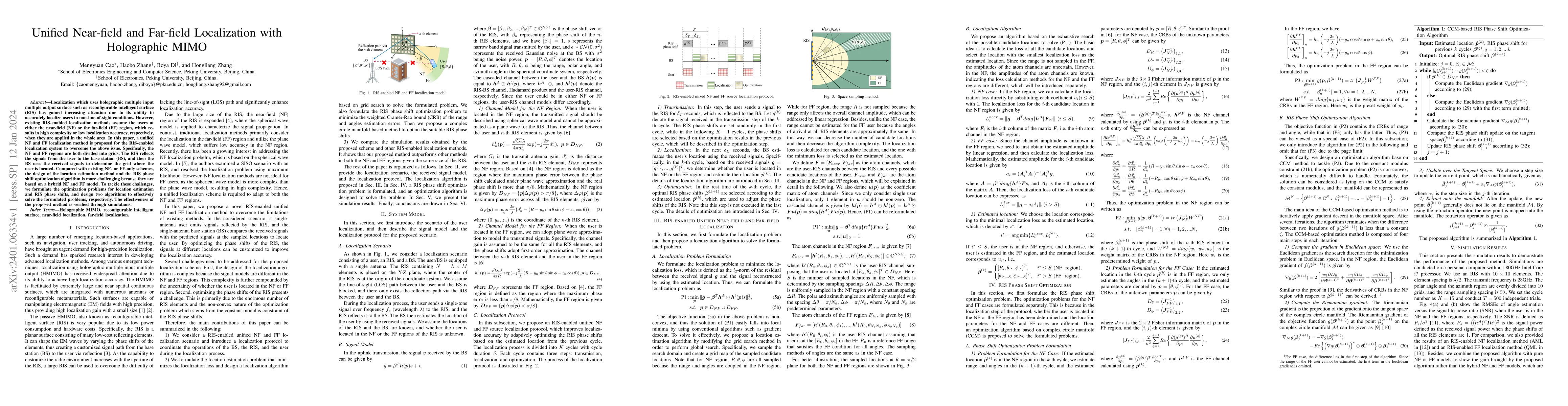 Thumbnail for Unified Near-field and Far-field Localization with Holographic MIMO
