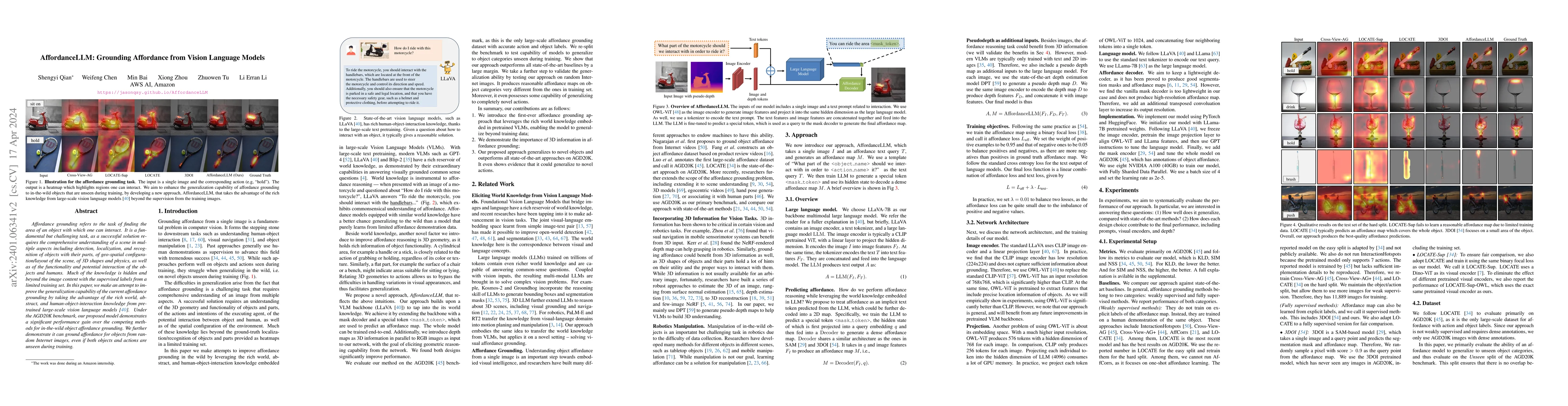 Thumbnail for AffordanceLLM: Grounding Affordance from Vision Language Models