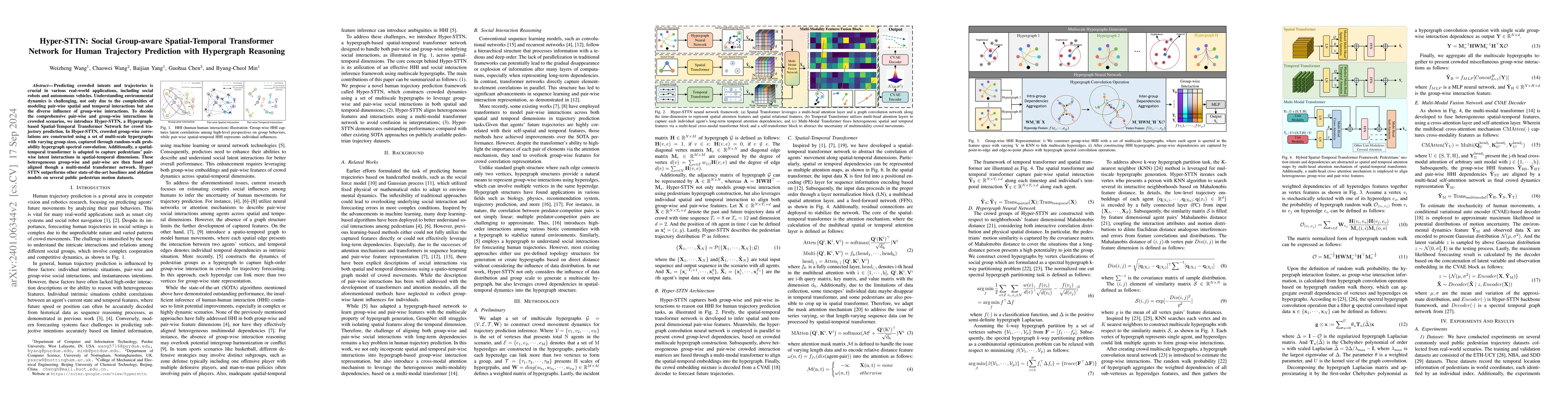 Thumbnail for Hyper-STTN: Social Group-aware Spatial-Temporal Transformer Network for
  Human Trajectory Prediction with Hypergraph Reasoning