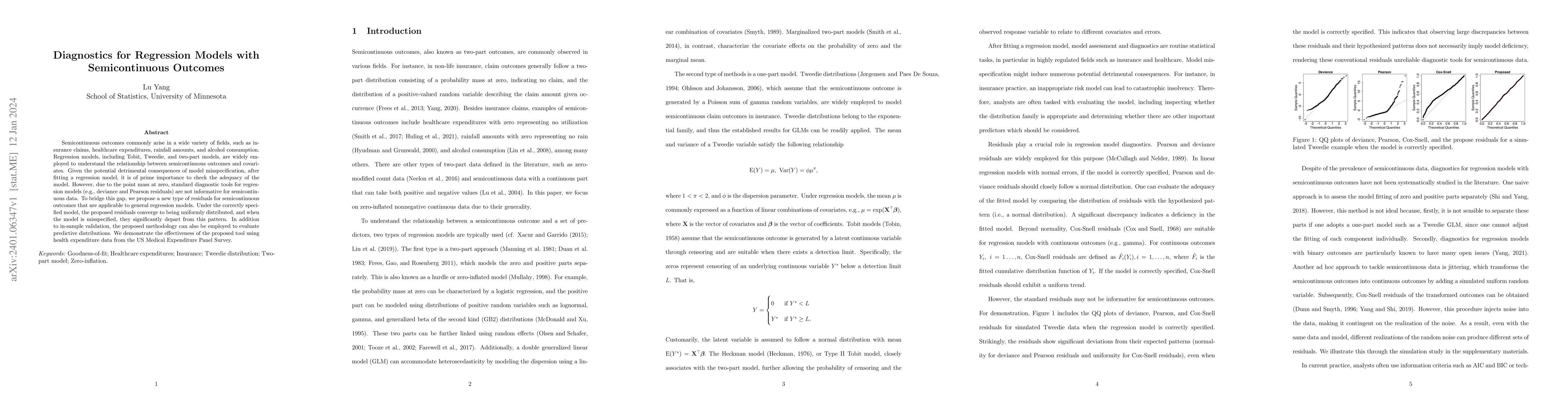 Thumbnail for Diagnostics for Regression Models with Semicontinuous Outcomes