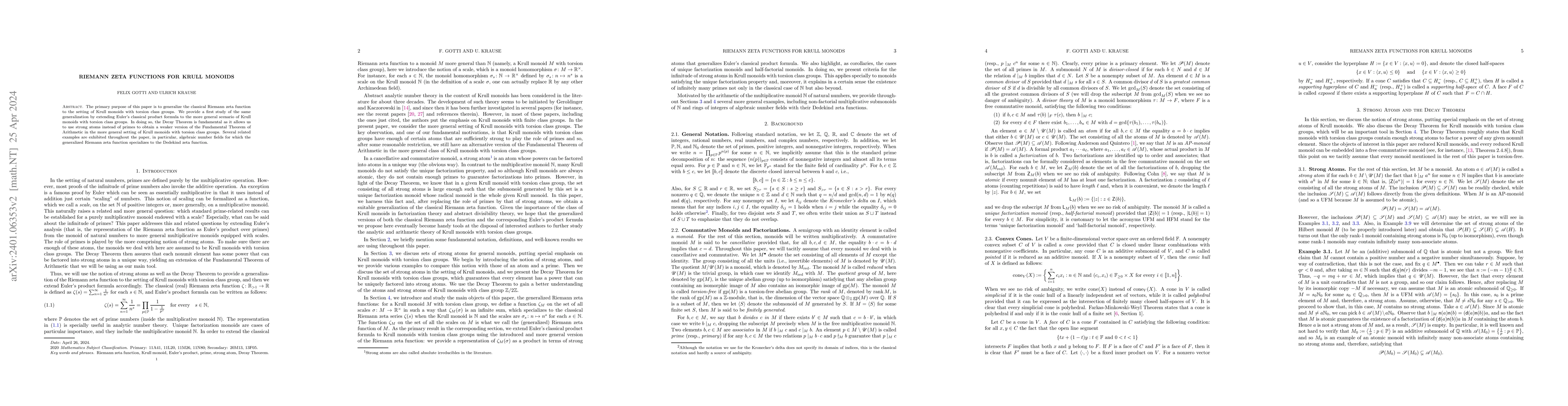 Thumbnail for Riemann zeta functions for Krull monoids