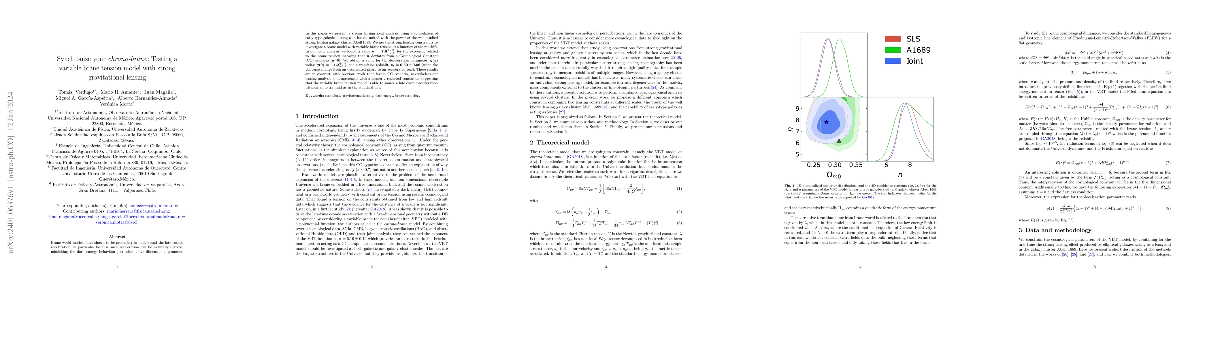 Thumbnail for Synchronize your \textit{chrono-brane}: Testing a variable brane tension
  model with strong gravitational lensing